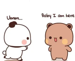 ❤️ a0c2b92e Umm... Baby I am here słodkie, miś, zwierzęta, peachcat, gomagoma, miłość telegram sticker