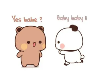 ❤️ c2cb0689 Yes babe? Baby baby!! słodkie, niedźwiedzie, miłość, para, zwierzęta telegram sticker