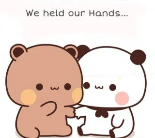 ❤️ c79f17bb We held our Hands... niedźwiedzie, słodkie, trzymanie się za ręce, przyjaźń, kreskówka telegram sticker