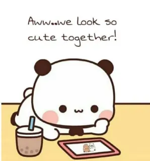 ❤️ d3d1ce3e Aww...we look so cute together! Panda, Słodkie, Kawaii, Zwierzęta, Razem telegram sticker