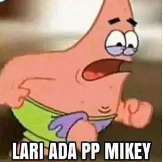 🥵 68345ef9 Patrick Star LARI ADA PP MIKEY patrick, bob esponja, correndo, assustado, meme telegram sticker