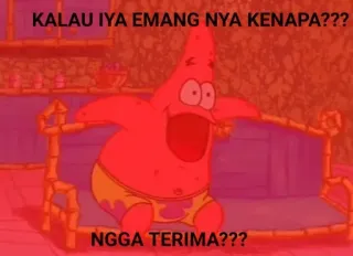 🤡 b569167d Patrick Star Spongebob Squarepants KALAU IYA EMANG NYA KENAPA???
NGGA TERIMA??? patrick, estrela, bob esponja, desenho animado, pergunta telegram sticker