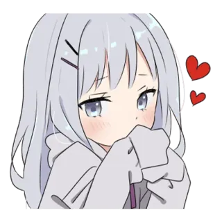 ❤️ 6a19f2a1 Anime, Meisje, Leuk, Harten, Blozen whatsapp sticker