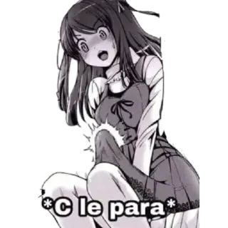 🍆 c0415343 *C le para* anime, meisje, geschokt, zittend, cartoon whatsapp sticker