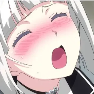 ☺️ cac5d6b5 Anime, Meisje, Wit Haar, Ecchi, Blozen, Kawaii whatsapp sticker