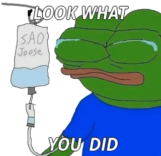 🙂 0cccb2ad Pepe the Frog LOOK WHAT YOU DID пепе, лягушка, грустный, мем, плачущий whatsapp sticker