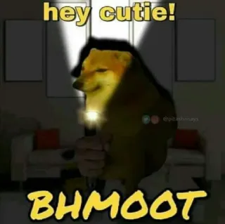 👾 54513330 hey cutie! BHMOOT доге, мем, собака, милый, смешной whatsapp sticker