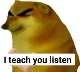 🤩 5ce76dbd I teach you listen чимс, доге, мем, обучение, собака whatsapp sticker