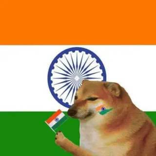 🙂 640791a7 Doge собака, Индия, флаг, индийский флаг, мемы, национальный флаг whatsapp sticker