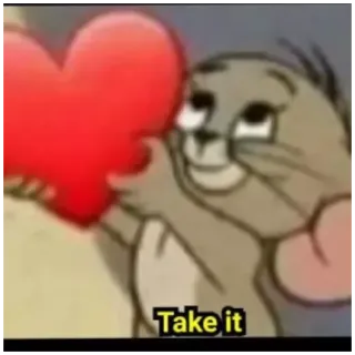 ❤️ 7edd558f Jerry Tom and Jerry Take it мультфильм, мышь, любовь, сердце, милый whatsapp sticker