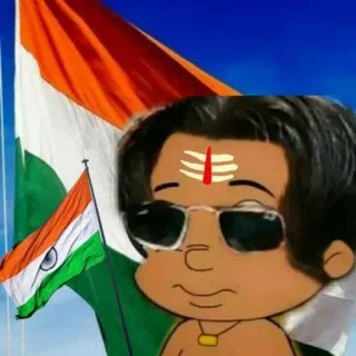 🙂 8ce01725 Bheem мультфильм, индийский, персонаж, анимация, Бхим, флаг whatsapp sticker