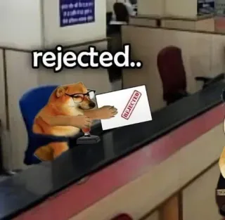 🚫 d0bae70a Doge rejected.. собака, отклонено, мем, очки, офис whatsapp sticker