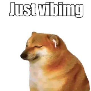 😴 d2d39cf2 Doge Just vibing собака, мем, вайб, AirPods, Чимс whatsapp sticker