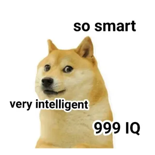 🧠 727cf633 Doge so smart
very intelligent
999 IQ hond, meme, intelligent, slim, doge telegram sticker