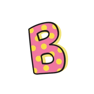 😄 8511fe92 letter, B, pink, yellow, polka dots, alphabet telegram sticker