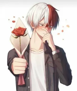 🥀 4e3c50b6 Shoto Todoroki My Hero Academia Anime, Manga, Shoto Todoroki, My Hero Academia, Postać, Bohater, Róża, Prezent whatsapp sticker