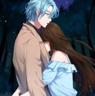 🙂 1c1b8450 Аниме, Романтика, Пара, Объятие, Любовь telegram sticker