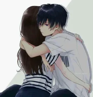 🙂 27178d6f Аниме, Объятия, Пара, Романтика, Мультфильм, Дружба telegram sticker