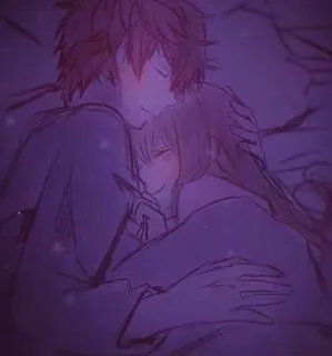 🙂 2f7c1370 пара, любовь, сон, обниматься, аниме стиль, нежность telegram sticker