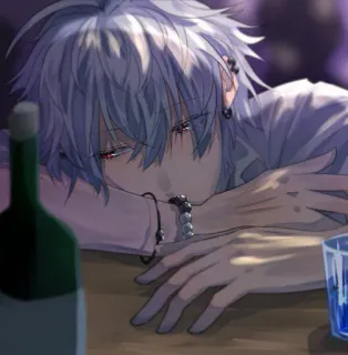 🙂 3336ffd6 Аниме, Алкоголь, Грустно, Пьющий, Эмоциональный, Бар telegram sticker