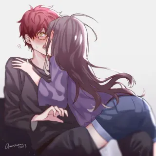 🙂 4389ea49 Аниме, Пара, Романтика, Поцелуй, Мультфильм telegram sticker