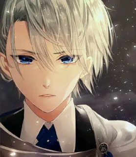 🙂 49376c3a Аниме, Манга, Белые волосы, Голубые глаза, Мужчина, Официальная одежда, Портрет telegram sticker