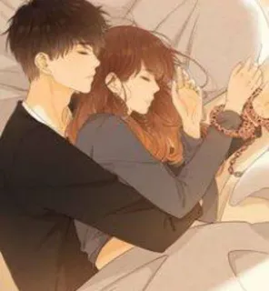 🙂 5a6d7fc2 аниме, любовь, мультфильм, пара, кровать, отношения telegram sticker