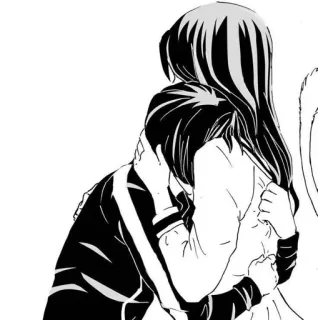 🙂 5b9fd6a6 объятие, нежность, аниме, манга, черно-белый telegram sticker