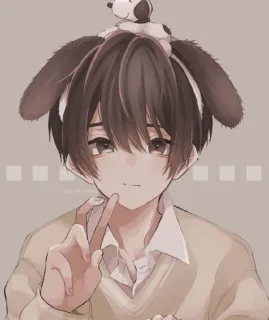 🙂 64c49fc4 Аниме, Парень, Милый, Собака, Уши, Каваий telegram sticker