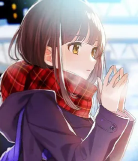 🙂 6e690b3f Аниме, Девушка, Шарф, Зима, Иллюстрация, Мило, Портрет telegram sticker