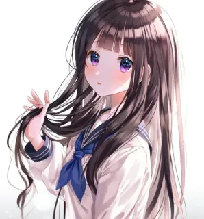 🙂 c8780575 Аниме, Девочка, Школьная форма, Длинные волосы, Милая, Портрет telegram sticker