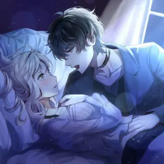 🙂 d901312c Аниме, Романтика, Пара, Кровать, Любовь, Ночь, Мультфильм telegram sticker