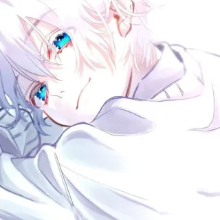 🙂 dc768e95 Аниме, Манга, Белые волосы, Голубые глаза, Милый, Эстетика, Искусство telegram sticker