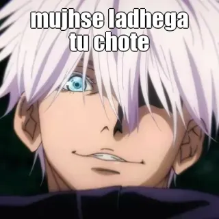 🙂 300a9b71 mujhse ladhega tu chote Anime, Manga, Texto, Idioma indio whatsapp sticker