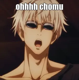 🙂 b091f3f3 ohhhh chomu Anime, Personaje, Expresión, Gafas de sol, Meme whatsapp sticker