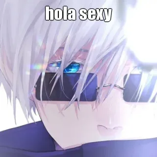 🙂 e9741454 hola sexy Anime, Hombre, Gafas de sol, Texto, Expresión whatsapp sticker