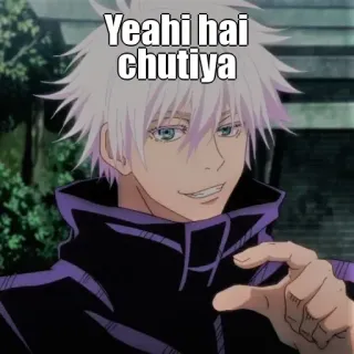 🙂 ef6433b7 Yeah hai chutiya anime, insulto, indio, manga whatsapp sticker