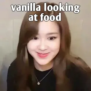 👀 5b54a6c1 vanilla looking at food Meme, Cibo, Ritratto, Divertente, Umorismo telegram sticker