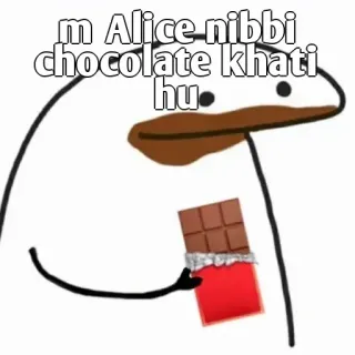 👀 9beb00a7 m Alice nibbi chocolate khati hu. cioccolato, cartone animato, cibo, snack telegram sticker