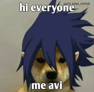 👀 b78f2d54 hi everyone
me avi cane, meme, testo, divertente, saluto, cane cartone animato, doge telegram sticker
