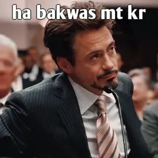 👀 d25e68d7 Tony Stark ha bakwas mt kr tony stark, robert downey jr, iron man, meme indiano telegram sticker