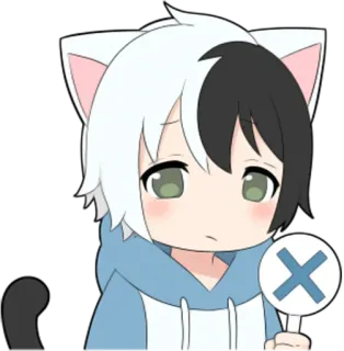 🙅‍♂️ a8abc2a2 anime, cat ears, x mark, chibi, cartoon, reject telegram sticker