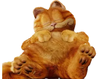 😋 327e37de Garfield 고양이, 만화, 주황색, 자는, 게으른, 행복한 telegram sticker