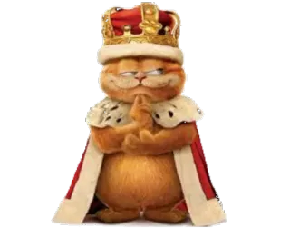😏 d0e13eee Garfield 가필드, 고양이, 왕, 왕관, 만화, 주황색 고양이 telegram sticker