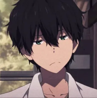 💈 ad5c9bbb อนิเมะ, การ์ตูน, เด็กผู้ชาย, เหนื่อย, ผมสีดำ, ตาสีเขียว telegram sticker