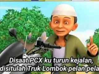 🤔 7c89100c Disaat PCX ku turun kejalan, disitulah Truk Lombok pelan pelan motorcycle, meme, indo, cartoon, truck, vehicle telegram sticker
