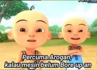 🤔 81235eec Percuma Arogan, kalau mesin belum Bore up an cartoon, animation, characters, Malay telegram sticker