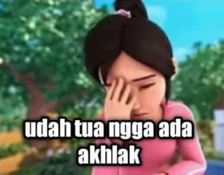 🤔 81dc0681 udah tua ngga ada akhlak meme, cartoon, text, character, sad, old telegram sticker