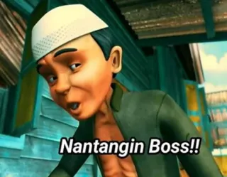 🤔 cdc8d208 Nantangin Boss!! cartoon, indonesian, funny, boss telegram sticker