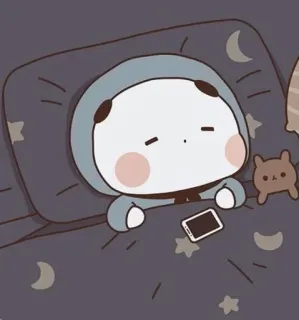 🤔 70d49faf ngủ, dễ thương, hoạt hình, gấu, gối, giường, điện thoại whatsapp sticker